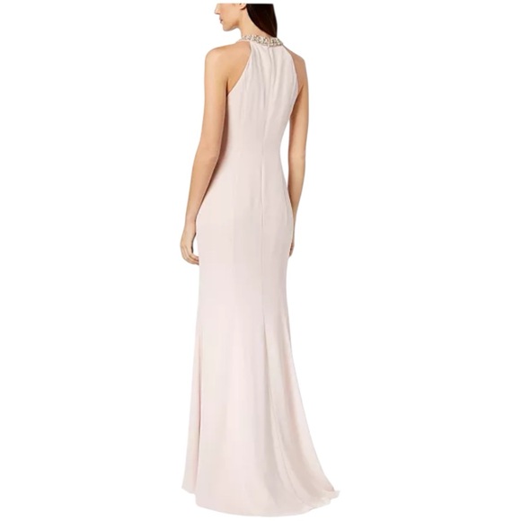 Calvin Klein Draped Chiffon Halter Gown - Picture 2 of 4